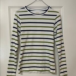 Orvis Striped Long Sleeve Tee - White, Green, and Black